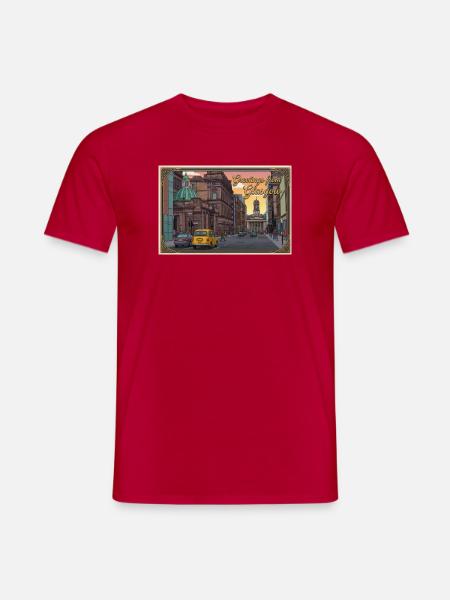 Glasgow Vintage-Straßenszene - Männer T-Shirt - Rot