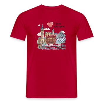 Ich liebe Glasgow Skyline Aquarell - Männer T-Shirt - Rot - Vorne - AI Model Male 178 dark (178cm)