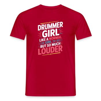 Batteur Fille Batteur Drum Rock Groupe - T-shirt homme - rouge - Devant - AI Model Male 178 dark (178cm)