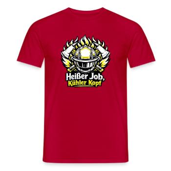 Heißer Job, Kühler Kopf Feuerwehr - Männer T-Shirt - Rot - Vorne - AI Model Male 178 dark (178cm)