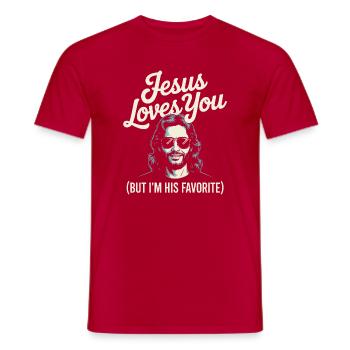 Jésus t’aime Son préféré - T-shirt homme - rouge - Devant - AI Model Male 178 dark (178cm)