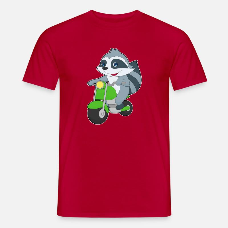 Waschbär Motorroller - Männer T-Shirt - Rot