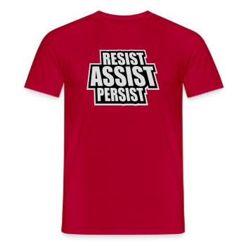 Resist Assist Persist Activism Motivation Logo - Men's T-Shirt - red - Front - AI Model Male 178 dark (178cm)