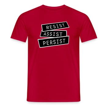Resist Assist Persist Activism Motivation Logo - Men's T-Shirt - red - Front - AI Model Male 178 dark (178cm)