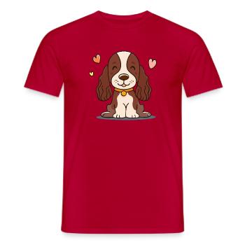 Chiot aux oreilles duveteuses (comic chibi) - T-shirt homme - rouge - Devant - AI Model Male 178 dark (178cm)