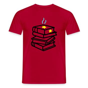 Bücherstapel Stern Fantasy Lesen Buchclub - Männer T-Shirt - Rot - Vorne - AI Model Male 178 dark (178cm)