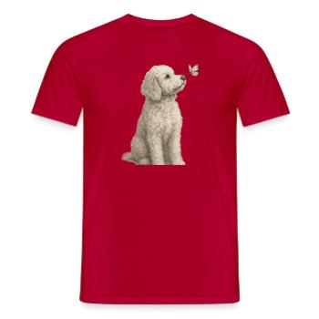 Pudel mit Schmetterling Hunde Motiv - Männer T-Shirt - Rot - Vorne - AI Model Male 178 dark (178cm)