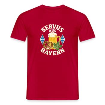 Servus aus Bayern Bierbrezel - Männer T-Shirt - Rot - Vorne - AI Model Male 178 dark (178cm)