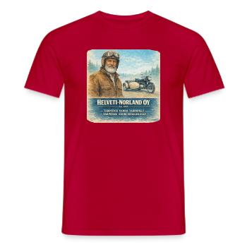 Helveti-Norland OY – Legende auf 3 Rädern - Männer T-Shirt - Rot - Vorne - AI Model Male 178 dark (178cm)