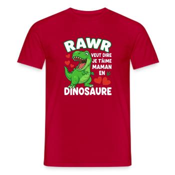 Rawr Je t'aime Maman Dinosaure Mignon - T-shirt homme - rouge - Devant - AI Model Male 178 dark (178cm)