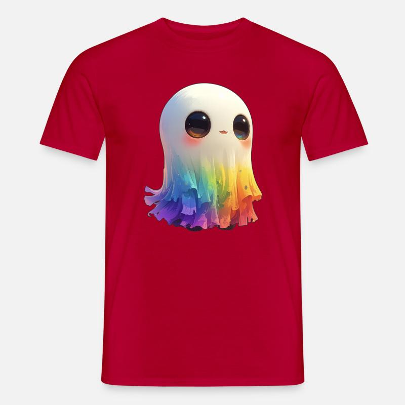 Fantôme arc-en-ciel flippant et mignon - T-shirt homme - rouge