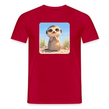 Meerkat Erdmännchen - Männer T-Shirt - Rot - Vorne - AI Model Male 178 dark (178cm)