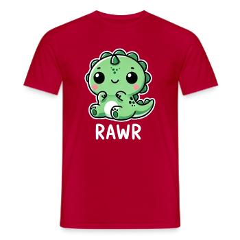 Cute Dinosaur T-Rex Cartoon Roar Comic - Men's T-Shirt - red - Front - AI Model Male 178 dark (178cm)