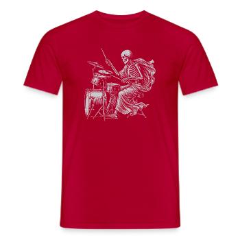 Skelett-Trommler mit Cape - Männer T-Shirt - Rot - Vorne - AI Model Male 178 dark (178cm)