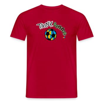 Think Positive Fußball - Männer T-Shirt - Rot - Vorne - AI Model Male 178 dark (178cm)