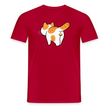Back View Orange Cat Cartoon - Men's T-Shirt - red - Front - AI Model Male 178 dark (178cm)