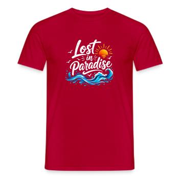 Lost in Paradise Beach Retro Sunset - Men's T-Shirt - red - Front - AI Model Male 178 dark (178cm)