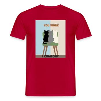 Katzen in Stühlen: Komfort statt Arbeit - Männer T-Shirt - Rot - Vorne - AI Model Male 178 dark (178cm)