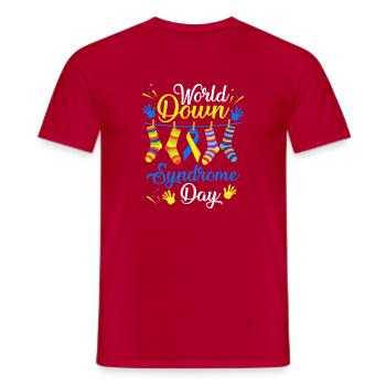 Welt-Down-Syndrom-Tag Socken - Männer T-Shirt - Rot - Vorne - AI Model Male 178 dark (178cm)
