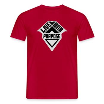 Live With Purpose Motivation Sense Mindset Saying - Men's T-Shirt - red - Front - AI Model Male 178 dark (178cm)