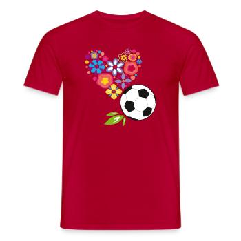 Blumenherz mit Fußball - Männer T-Shirt - Rot - Vorne - AI Model Male 178 dark (178cm)