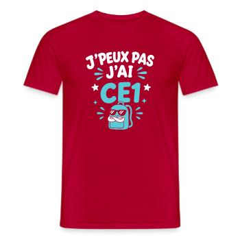 J'peux pas j'ai CE1 - T-shirt homme - rouge - Devant - AI Model Male 178 dark (178cm)