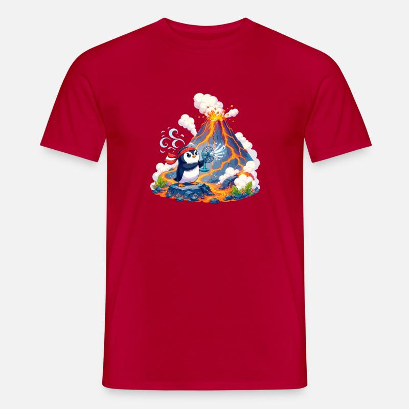 Lava-Pinguin mit Ventilator - Männer T-Shirt - Rot