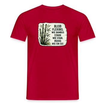 Stark wie Stahl. Ruhig wie ein See. - Männer T-Shirt - Rot - Vorne - AI Model Male 178 dark (178cm)