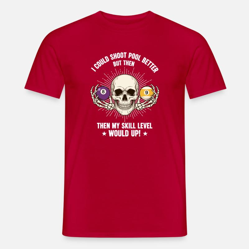 Billiard-Schädel-Billard-Billard-Tisch - Männer T-Shirt - Rot