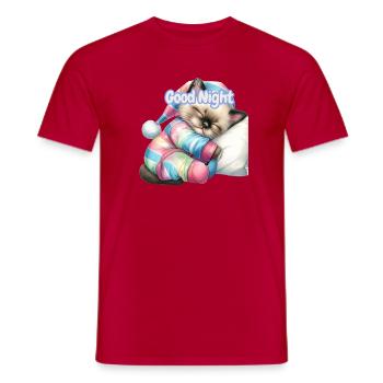 Pastel Kitten Good Night - Men's T-Shirt - red - Front - AI Model Male 178 dark (178cm)