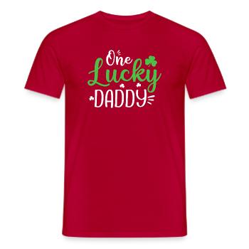One Lucky Daddy St Patrick Tee - Men's T-Shirt - red - Front - AI Model Male 178 dark (178cm)