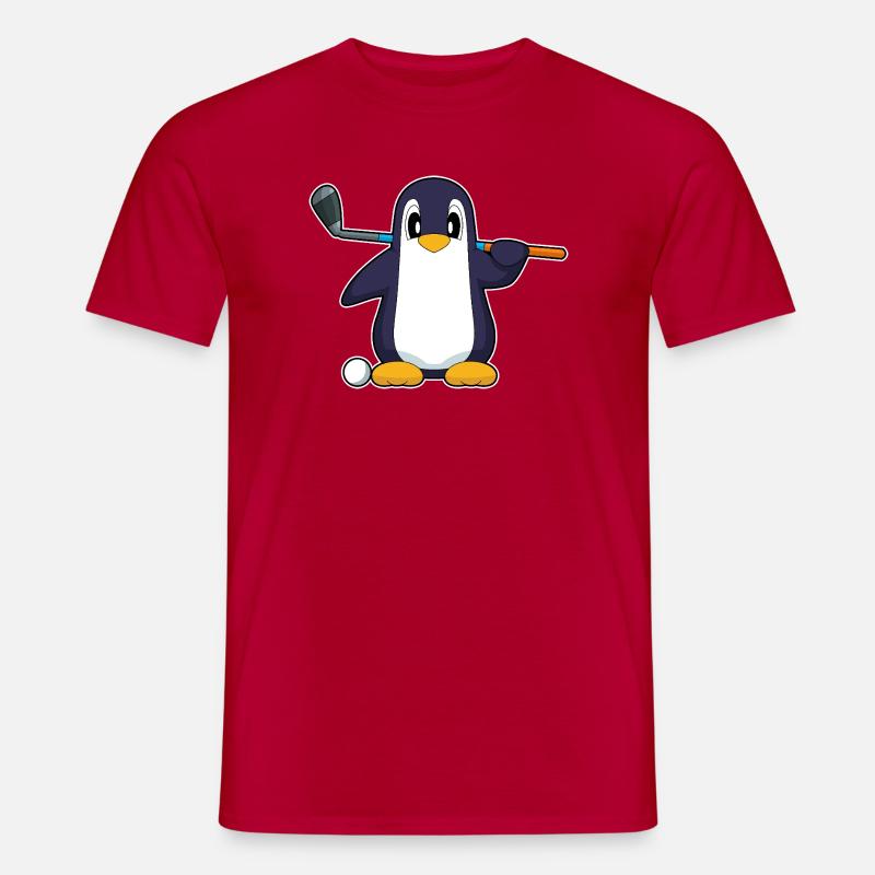 Pinguin Golf Golfschläger - Männer T-Shirt - Rot