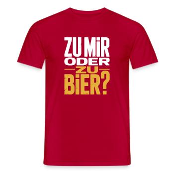 Bier Zu Mir Oder Zu Bier Flirt Single Party Malle - Männer T-Shirt - Rot - Vorne - AI Model Male 178 dark (178cm)