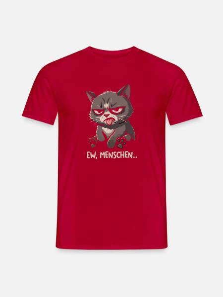Grummelkatze Ew, Menschen – Shirtmotiv - Männer T-Shirt - Rot
