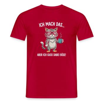 Grimmige Kaffee-Katze - Männer T-Shirt - Rot - Vorne - AI Model Male 178 dark (178cm)