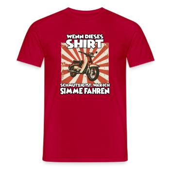 Zweitakt-Kult Simson Motiv– Ostdeutsche Nostalgie  - Männer T-Shirt - Rot - Vorne - AI Model Male 178 dark (178cm)
