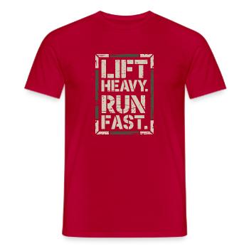 Lift Heavy Run Fast Gym Kraftsport Workout Fitness - Männer T-Shirt - Rot - Vorne - AI Model Male 178 dark (178cm)