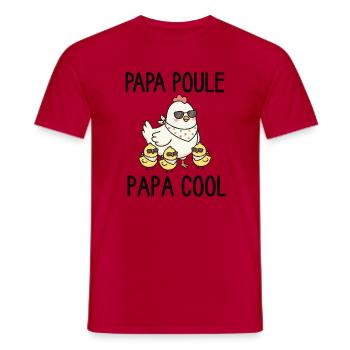 Papa Poule Cool et Poussins Stylés - T-shirt homme - rouge - Devant - AI Model Male 178 dark (178cm)