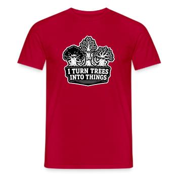 I Turn Trees Into Things - Holzarbeiter Humor - Männer T-Shirt - Rot - Vorne - AI Model Male 178 dark (178cm)