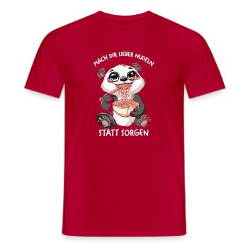Panda Nudeln statt Sorgen - Männer T-Shirt - Rot - Vorne - AI Model Male 178 dark (178cm)