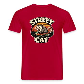 Street Cat Skate Ferret Retro - Männer T-Shirt - Rot - Vorne - AI Model Male 178 dark (178cm)