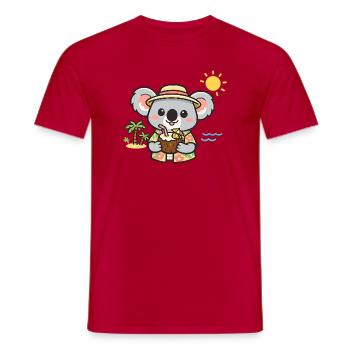 Beach koala with coconut - Men's T-Shirt - red - Front - AI Model Male 178 dark (178cm)