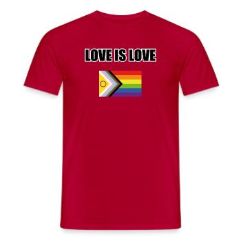 LOVE IS LOVE Intersex Inklusive Pride Progress Fla - Männer T-Shirt - Rot - Vorne - AI Model Male 178 dark (178cm)