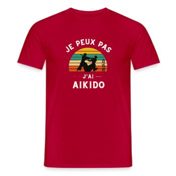 JE PEUX PAS J'AI AIKIDO DESIGN VINTAGE RETRO - T-shirt homme - rouge - Devant - AI Model Male 178 dark (178cm)