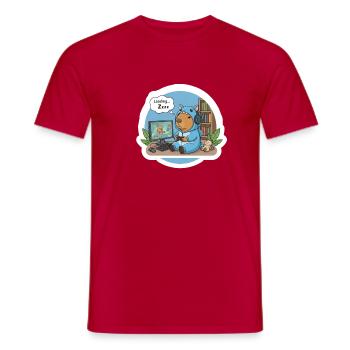Gamer Capybara in Shark Pajamas - Men's T-Shirt - red - Front - AI Model Male 178 dark (178cm)