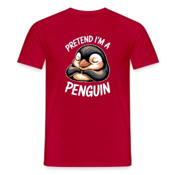 Pinguine Sprüche Pinguin Lustige Pinguine Geschenk - Männer T-Shirt - Rot - Vorne - AI Model Male 178 dark (178cm)