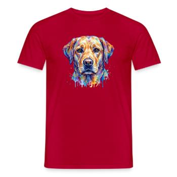 Colorful Dog Watercolor Portrait - Men's T-Shirt - red - Front - AI Model Male 178 dark (178cm)