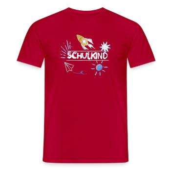 Schulkind 2026 Junge Rakete Blau Schulanfang - Männer T-Shirt - Rot - Vorne - AI Model Male 178 dark (178cm)