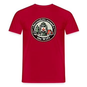 Campfire instead of Wi-Fi - Men's T-Shirt - red - Front - AI Model Male 178 dark (178cm)