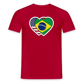 Sticker Cœurs USA Brésil - Design Drapeau  - T-shirt homme - rouge - Devant - AI Model Male 178 dark (178cm)